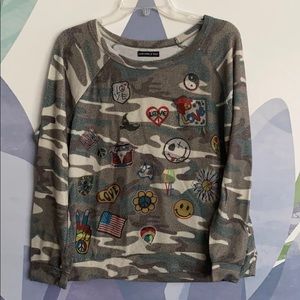 Aqua x Lauren Moshi pull over sweatshirt w/ emoji